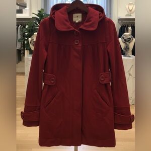 XXL Deep Red Trench Coat with Hood
